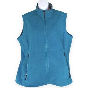 REI Women's XL Full Zip Up Fleece Vest Zip Pockets Teal W Gray Color EUC